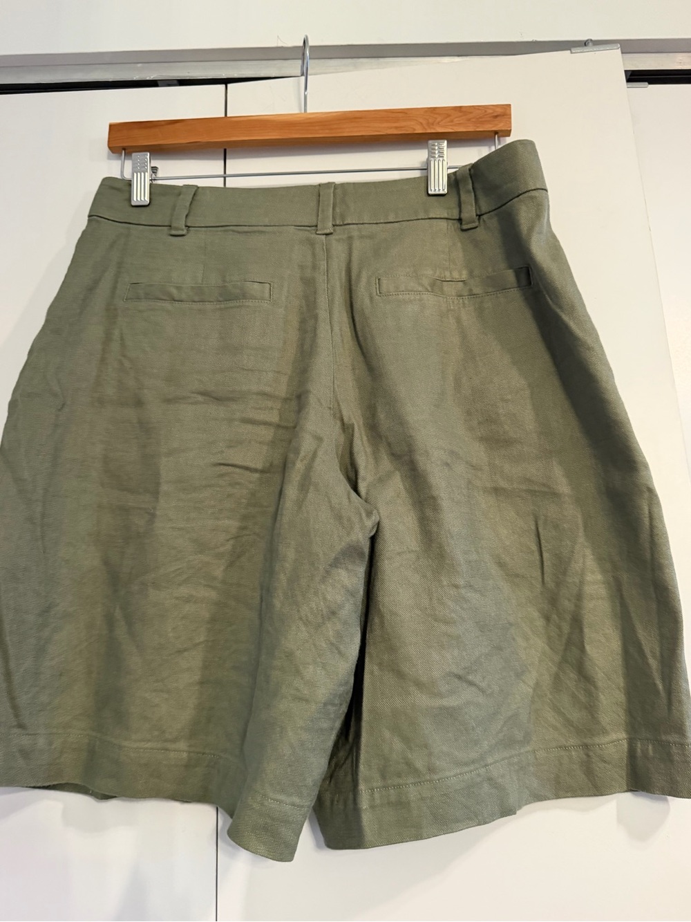 Everlane Olive Green Flat-Front Linen Shorts